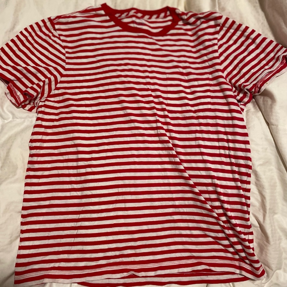 j crew red & white striped tee
